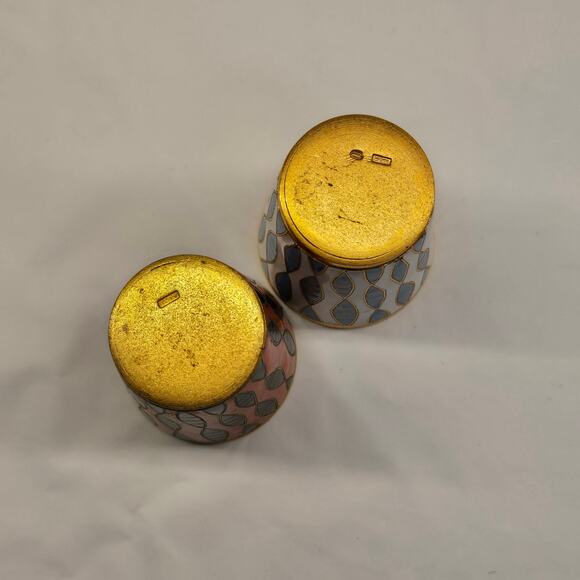 Set of 2 Vintage Russian Cloisonne Enamel Vodka Shot Glasses, Hallmarked - Picture 5 of 8